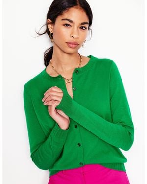 Boden Gilet Col Rond Emilia En Coton-Émeraude Intense - Vert