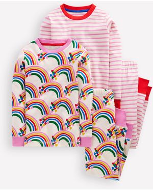Boden 2 Pyjamas Douillets-Cœurs Arc-En-Ciel Avoine Chiné - Blanc