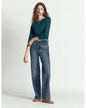 Boden Femmes Top À Manches Longues Et Détails Froncés En Taille - Bleu