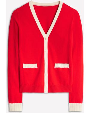 Boden Gilet Emilia À Col V En Coton Femme - Rouge