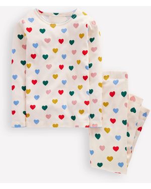 Boden Pyjama Long Douillet-Petits Cœurs Lait De Coco - Blanc