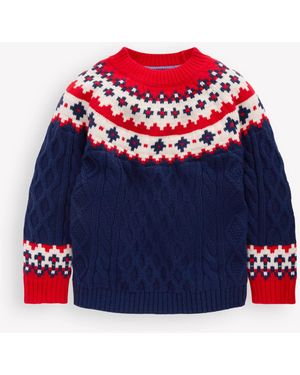 Boden Pull À Torsades Et Motif Jacquard-Bleu Médiéval - Multicolore