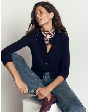 Boden Elsie Kaschmir-Strickjacke Mit Rundhalsausschnitt - Blau
