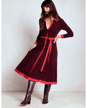 Boden Rachel Gestrickes Hemdblusenkleid - Rot