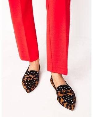 Boden Mocassins À Bout Pointu-Pois Et Camel - Rouge