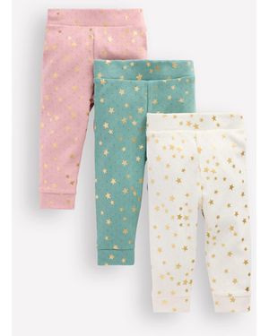 Boden 3 Leggings En Pointelle-Étoiles Métallisées Multi - Blanc