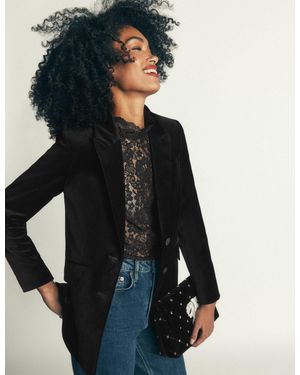 Boden Femmes Blazer En Velours Stamford En Taille - Bleu