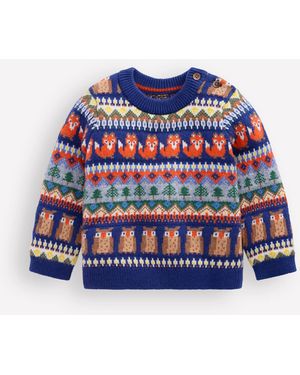 Boden Pull Motif Jacquard-Motif Jacquard Vert Forêt Multi - Bleu