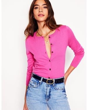Boden Gilet Col Rond Emilia En Coton- Angélique - Rose