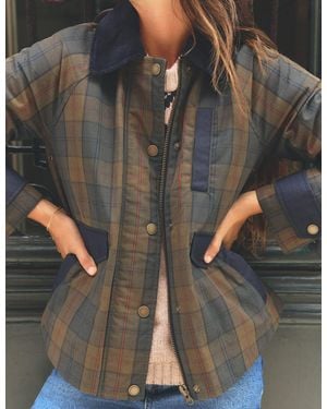 Boden Femmes Veste Cirée À Manches Raglan En Taille - Bleu