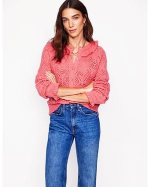 Boden Gilet Alice En Maille Duveteuse- Saumon - Bleu