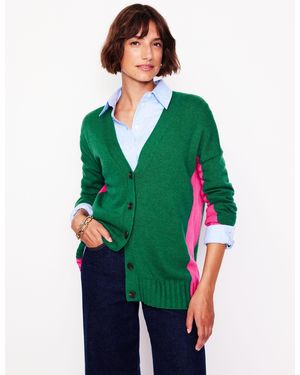 Boden Gilet Long Zia À Col V-Mineral Flower Bed - Vert