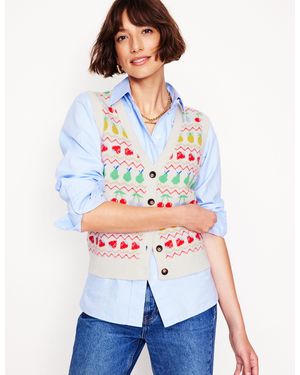 Boden Gilet De Costume Edie À Motif Jacquard-Écru Chiné, Fruit - Multicolore