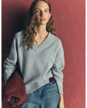 Boden Marta Merino-Pullover Mit V-Ausschnitt-Meeresdunst - Blau
