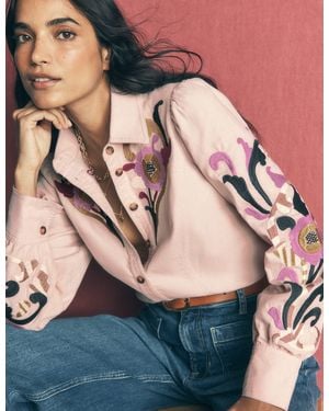 Boden Femmes Chemise Sky En Velours Côtelé En Taille - Rose