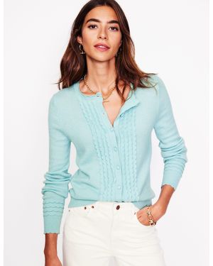 Boden Cardigan À Manches Festonnées- Ciel - Bleu
