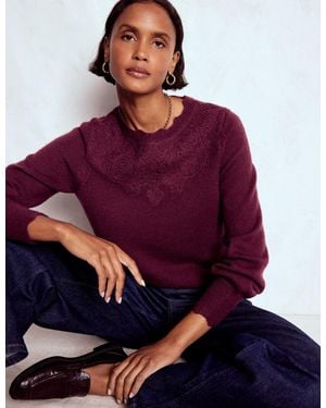 Boden Flauschiger Pullover Mit Stickerei - Lila