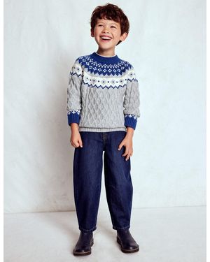 Boden Pull À Torsades Et Motif Jacquard-Gris Chiné - Bleu