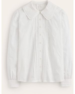 Boden Blouse À Col Brodé Femme - Blanc