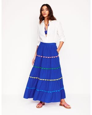 Boden Jupe Longue Nadia Double-Étoffe-Bleu Vif