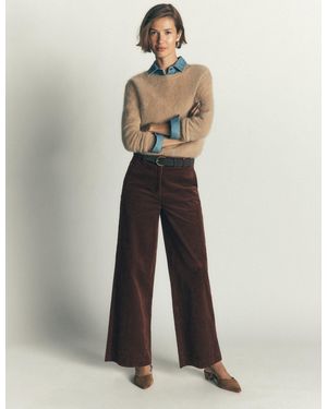Boden Femmes Pantalon Belgravia En Velours Côtelé Épais En Taille - Blanc