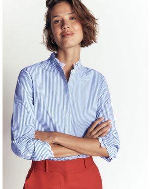 Boden Femmes Chemise Sienna En Coton À Volants En Taille - Bleu