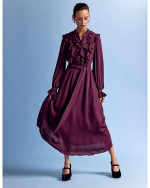 Boden Hemdblusenkleid Mit Rüschen Vorn - Lila