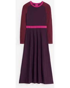 Boden Robe Sam En Maille Colourblock Femme - Violet