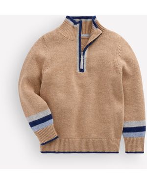 Boden Klassischer Pullover Mit Halblangem Reißverschluss - Natur