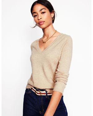 Boden Pull Eva Col V En Cachemire-Pull Eva Col V En Cachemire - Blanc