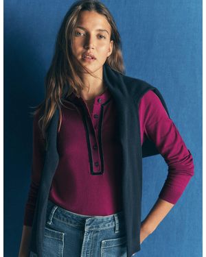 Boden Femmes Top À Col Tunisien Et Détail En Velours En Taille Tp - Bleu