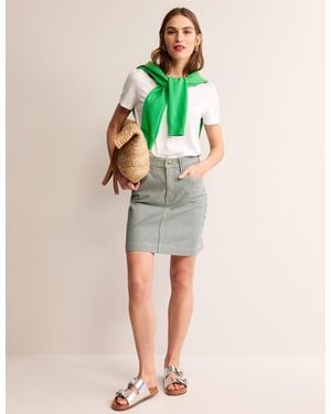 Boden Mini-Jupe Nell En Jean-Chalky Gingham - Vert