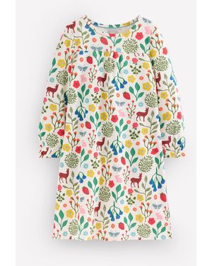 Boden Chemise De Nuit Imprimée À Manches Longues-Promenade Dans Les Bois Ivoire Doux - Blanc