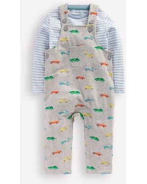 Boden Ensemble Avec Salopette En Jersey-Voitures Gris Chiné - Bleu