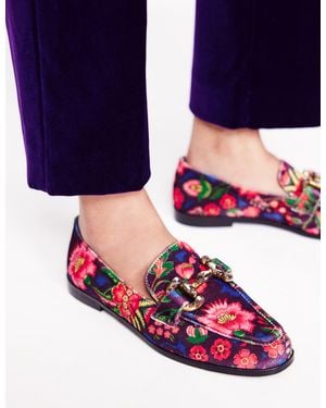 Boden Mocassins Iris À Mors Ornementé-Velours Imprimé - Bleu