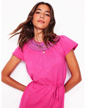 Boden Nina Gesmoktes T-Shirt-Kleid - Pink