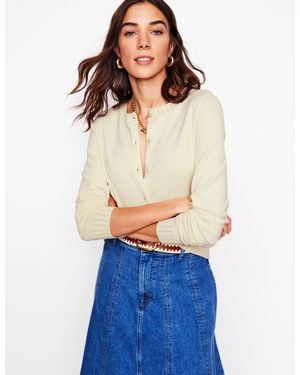 Boden Gilet Col Rond Emilia En Coton-Ivoire Chaud - Bleu