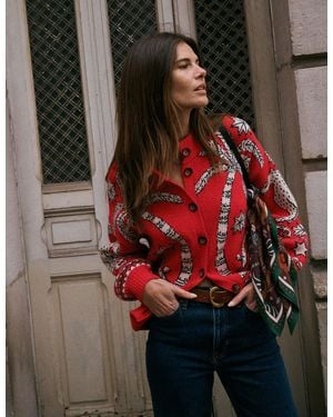 Boden Femmes Gilet Jemma En Maille Jacquard En Taille Petite - Rouge