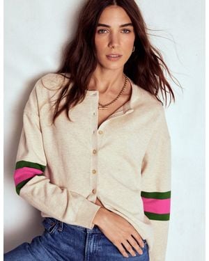 Boden Lara Lockere Baumwoll-Strickjacke - Natur