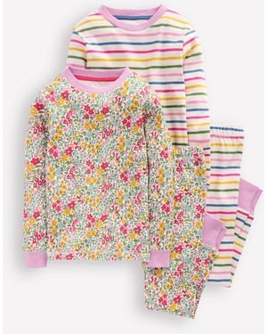 Boden 2 Pyjamas Douillets-Motif Flowerbed Multi Ceylan - Blanc