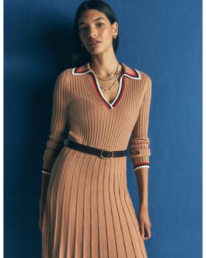 Boden Geripptes Henley-Strickkleid - Blau