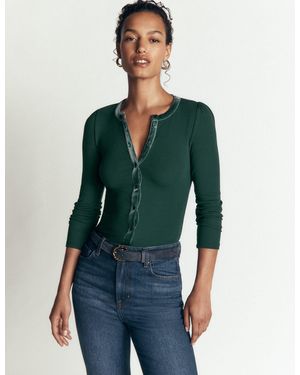 Boden Femmes Cardigan Côtelé À Détails En Velours En Taille Tp - Vert