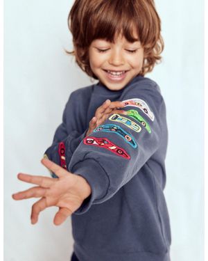 Boden Sweat À Appliqué-Voitures Vintage - Bleu