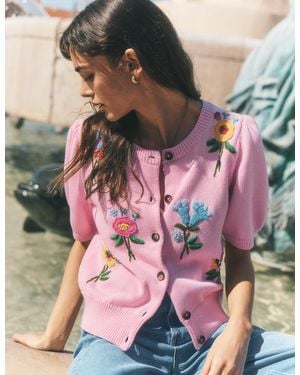 Boden Baumwollstrickjacke Mit Puffärmeln - Pink