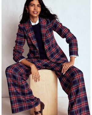 Boden Stamford Blazer Aus Wollmischung-Marineblau, Grün Und Rot Kariert