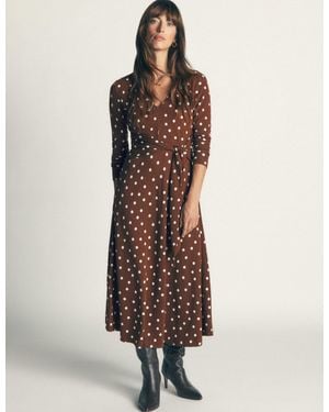 Boden Ponte-Kleid Mit Bindegürtel - Natur