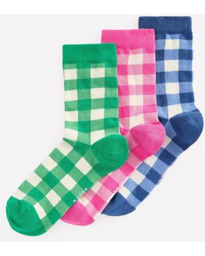 Boden Socken Mit Vichykaro Im 3Er-Pack - Weiß
