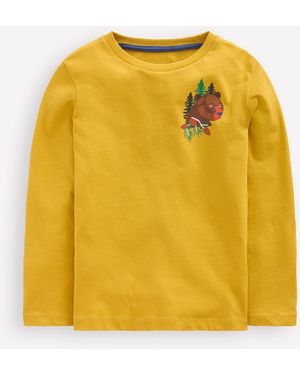 Boden T-Shirt À Imprimé Recto Verso-Animaux De Montagne Jaune Huile