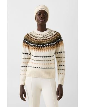 Bogner Ina Cashmere Sweater With Norwegian Design For - Natural