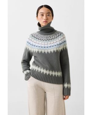 Bogner Ingrid Cashmere Sweater And Norwegian-Style Sweater For - Gray